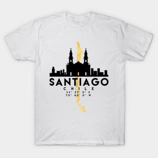 Santiago Chile Skyline Map Art T-Shirt